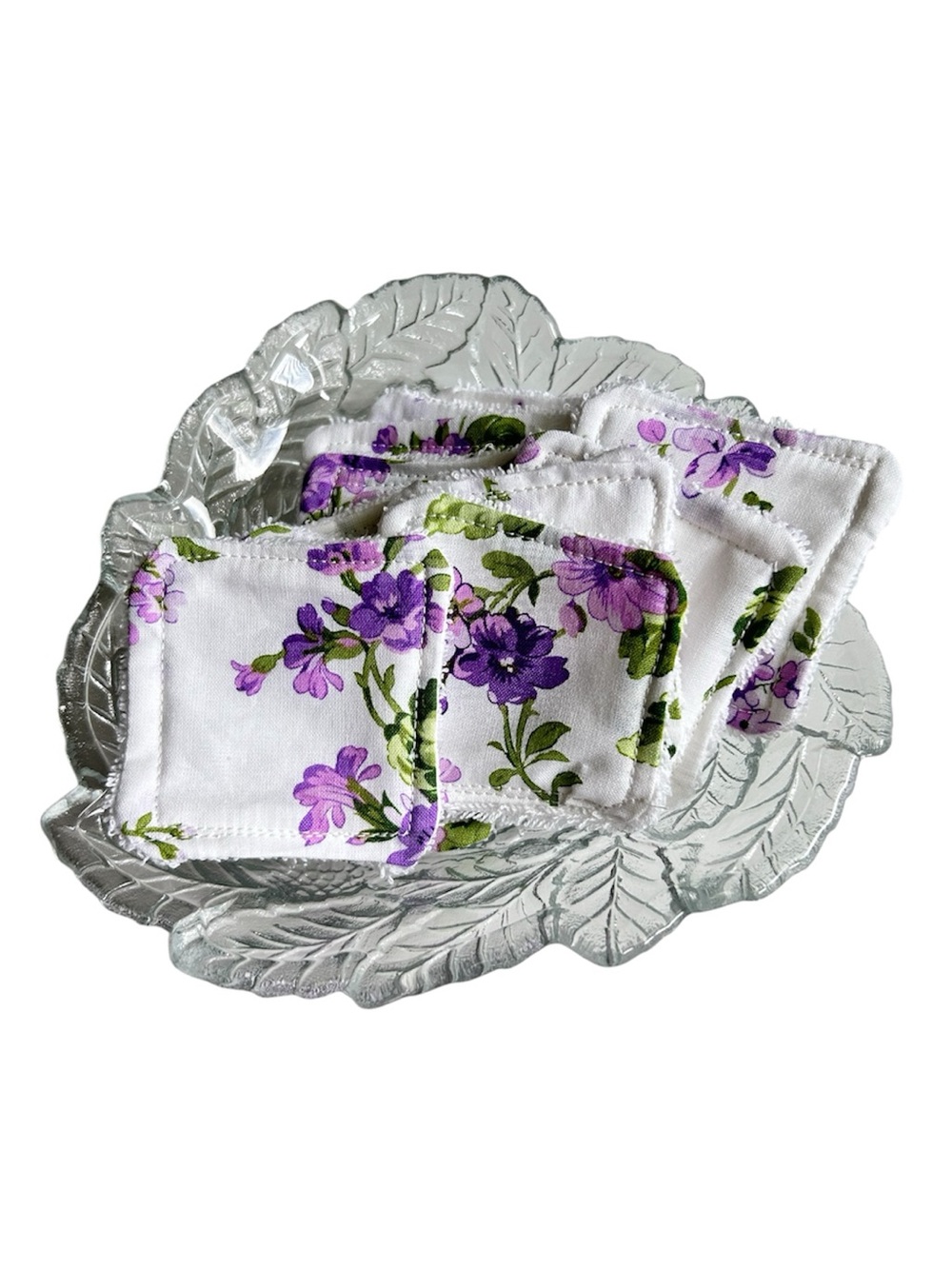 Hand Crafted Floral Eco Friendly Reusable 10 Makeup Remover Pads Cotton